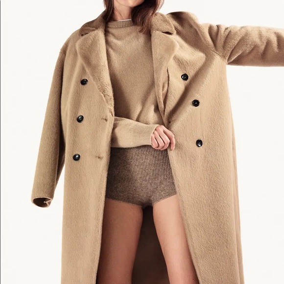 Zara Faux Fur Double Breasted Coat - Picture 9 of 13